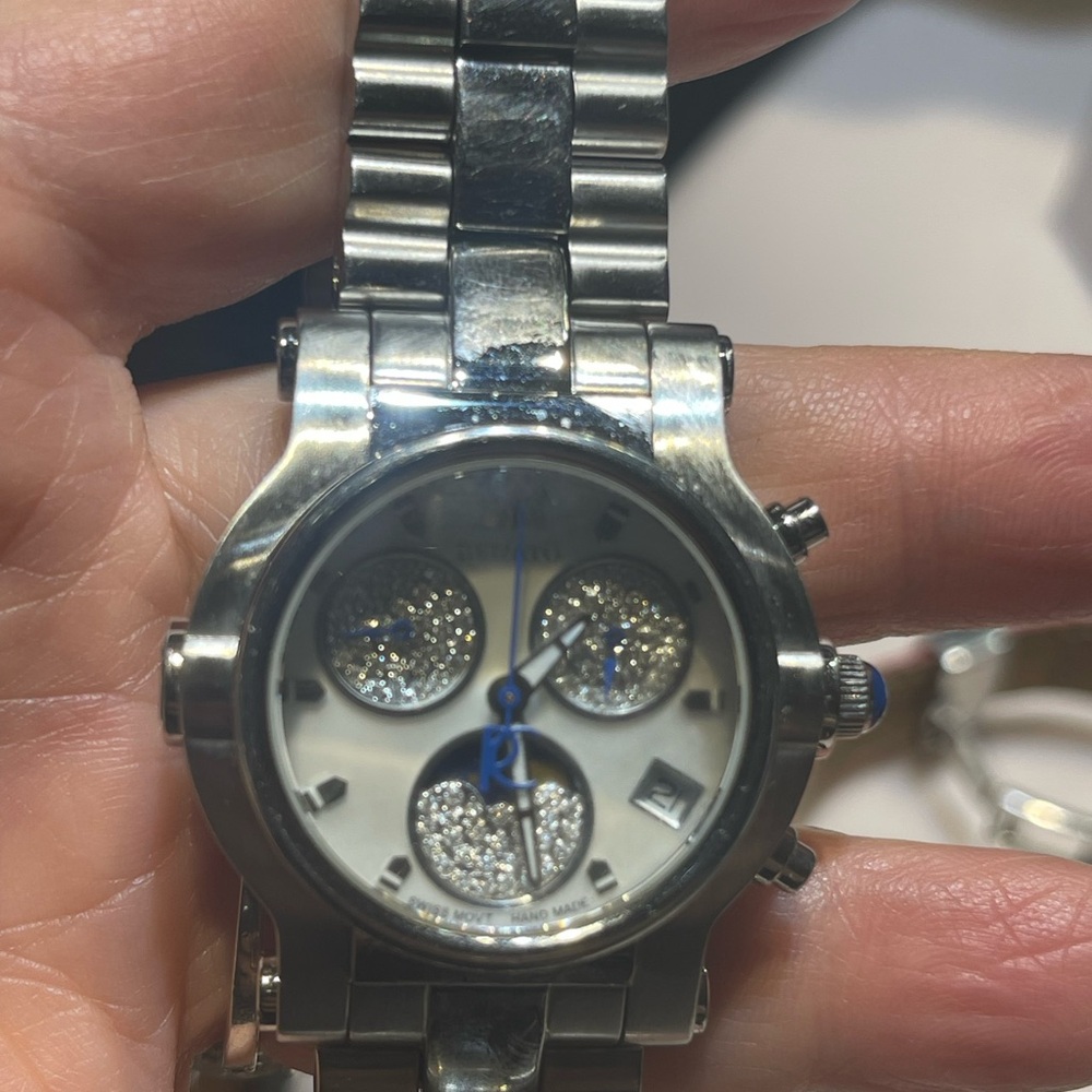 Limited Edition Renato Silver Luxury Wearable Watch with real diamonds